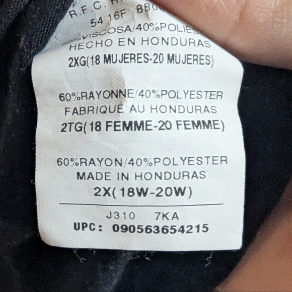 Just My Size Women's Top Sz 2X 18W/20W Black Gold Dots 3/4 Sleeve NEW - Picture 6 of 7